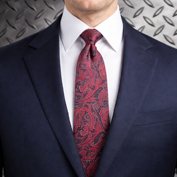 Polo Ralph Lauren Other - Polo Ralph Lauren Silk Tie Red Navy Blue Paisley Hand Made USA 3.75 Inch Width